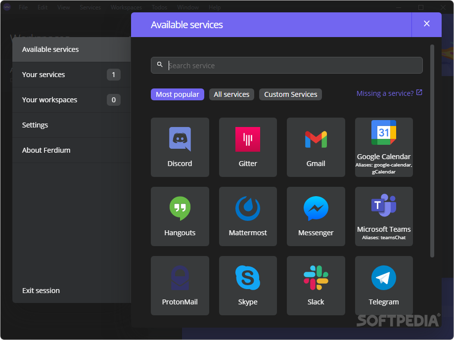 Ferdium Application Screenshot